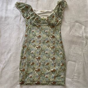 pacsun la hearts green floral dress